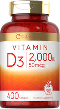 Carlyle Vitamin D3 2000IU Softgels | 400 Count | Non-GMO Gluten Formula | 50 mcg | Vitamin D Supplement