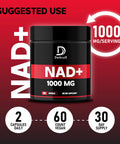 Nad+ Supplement 1000 Mg - Pure Nad Supplement - Energy And Dna Repair, Aging Defense, Brain Function - 60 Capsules