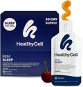 Healthycell Rem Sleep Aid Supplement For Adults - Liquid Gel Extra Strength Sleep Supplement With Melatonin Magnesium L-Theanine Gaba & Natural Calming Herbs - 30 Gel Packs Cherry Flavored