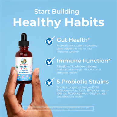 MaryRuth Organics Kids Probiotic Liquid Drops | USDA Organic Probiotics for Digestive Health | Ages 4+ Gut Health & Immune Support Supplement | Overall Health | Vegan | Non-GMO | 1 Fl Oz