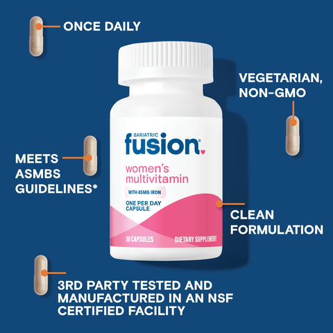 Bariatric Fusion Bariatric Multivitamin with Iron for Women Hair Skin and Nails Blend for Hair Loss After Bariatric Surgery and GLP1 30 Capsules 1 Month Supply