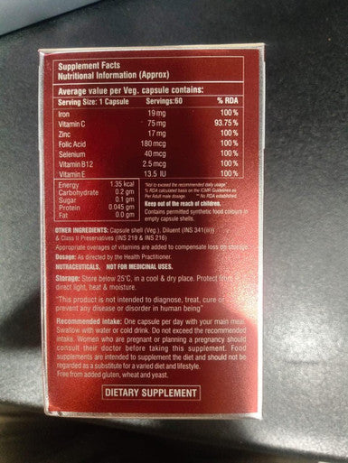 Haemobest Iron Power Capsules - 60 Count - Boost Hemoglobin, Gentle On Stomachs - Non-Constipating Formula - Enhances Red Blood Cells Suppor
