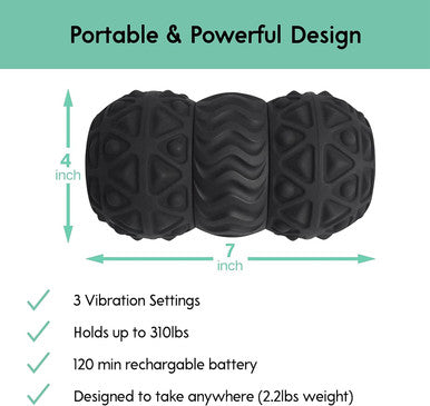 Vibit - Vibrating Massager For Plantar Fasciitis, Pain Relief And Sciatica, Foot And Body Portable Massage Roller, Deep Tissue Pain Relief From Feet To Neck, Electric, 3 Vibration Levels (Black)