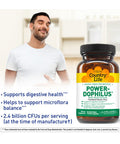 Country Life Power-Dophilus Dairy-Free Multi-Strain Probiotic 12 Billion Cfus 100 Vegan Capsules Certified Gluten Free Certified Vegan