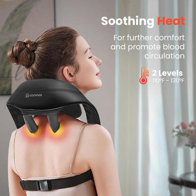Comfier Cordless Neck Massager With Heat, 4D Kneading Neck And Shoulder Massager Deep Tissue, Shiatsu Neck Back Massager Pillow, 2 Heating Levels, Christmas Gifts For Mom Dad