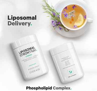 Codeage Liposomal Strontium Supplement - Strontium Citrate Vitamin K2 MK-7 Liposomal Delivery Non-GMO Mineral Strontium Gluten- - 90 Capsules