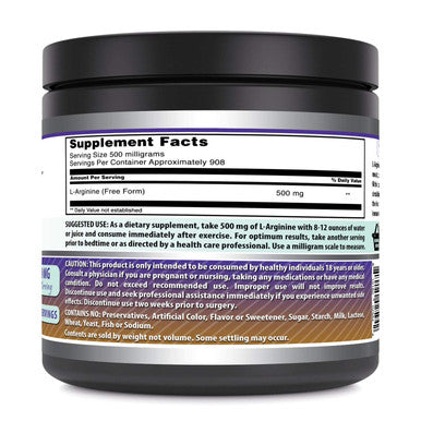 Amazing Formulas L-Arginine Powder Supplement | 500 Mg | 454 G (1 Lb) | Non-Gmo | Gluten Free | Made In Usa