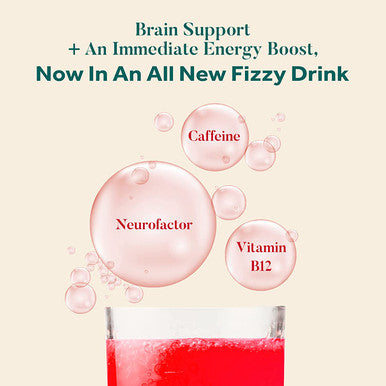 NEURIVA Brain Energy Supplement with Clinically Tested Neurofactor For Focus Concentration Vitamin B12 150mg of Caffeine For An Immediate Energy Boost 30ct Cherry Limeade Effervescent Tablets