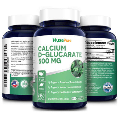 Calcium D-Glucarate 500 mg 150 Veggie Caps, Vegan, Non-GMO & Gluten-Free