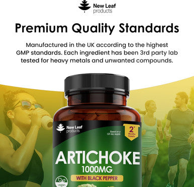 Artichoke Extract Tablets - 120 High Strength Artichoke Extract Tablets Enriched With Black Pepper - Artichoke Supplements No Inulin Or Leaf Fibre - 5% Cynarin - 1000Mg Artichoke Extract Made In Uk