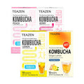 Teazen 4 Flavors 40 Sticks Variety Pack Kombucha Lemon Peach Berry (30 Sticks) and Hot Kombucha Ginger Lemon Flavor (10 Sticks)