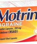 Motrin IB Migraine Relief Liquid Gel Capsules with Ibuprofen per Capsule Fast and Effective Migraine Headache Relief Medicine with NSAID Pain Reliever Ibuprofen Caffeine-Free