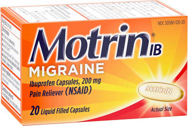 Motrin IB Migraine Relief Liquid Gel Capsules with Ibuprofen per Capsule Fast and Effective Migraine Headache Relief Medicine with NSAID Pain Reliever Ibuprofen Caffeine-Free
