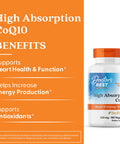 Doctor's Best High Absorption CoQ10 Heart and Energy Support 180 Veggie Caps
