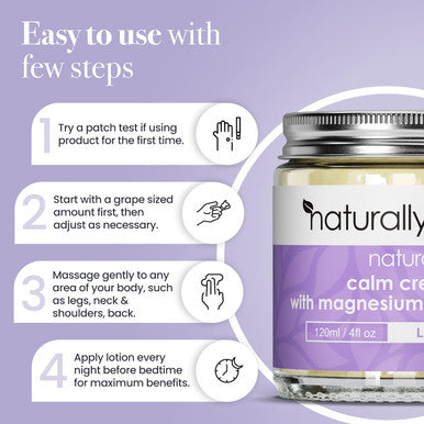 Naturallymum NaturallyMum - Calm Cream with Magnesium and Vitamin D3 [120ml] - Magnesium and Vitamin D Lotion - Magnesium D3 Cream - Calming Cream Magnesium and Vitamin D - Turmeric & Arnica Cream - Lavender