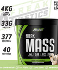 Freak Mass Gainer Protein Powder 4kg Weight Gainer & Mass Gainer by Freak Athletics (Vanilla, 4kg)