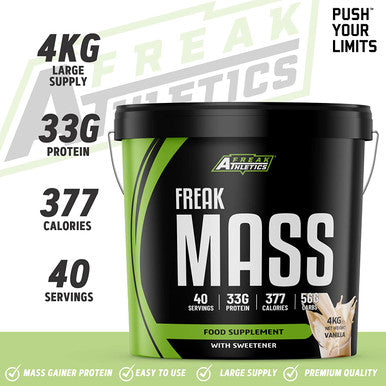 Freak Mass Gainer Protein Powder 4kg Weight Gainer & Mass Gainer by Freak Athletics (Vanilla, 4kg)