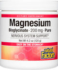 Natural Factors Magnesium Bisglycinate Pure 200 mg 4.2 oz Powder