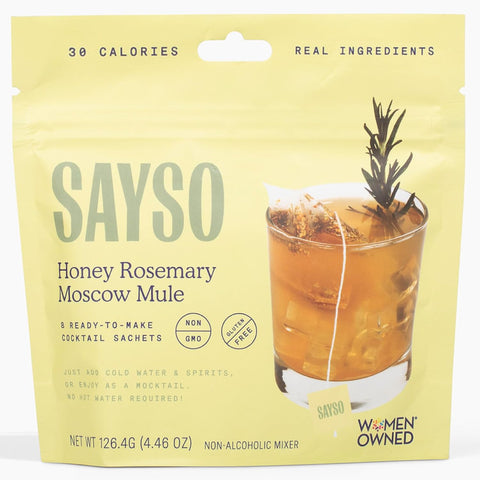 SAYSO Variety Pack | Skinny Mix: Spicy Margarita, Cardamom Paloma, Hibiscus Cosmopolitan & Honey Rosemary Moscow Mule - Craft Cocktail & Mocktail Mixers (Low-Calorie & Low Sugar), 8-Pack Assorted