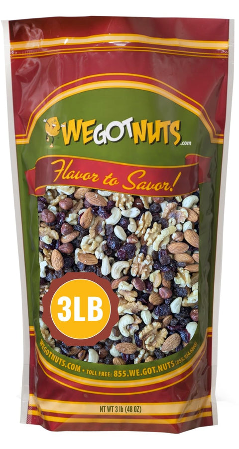 Raw Deluxe Unsalted Mixed Nuts- Premium Quality Kosher Mixed Nuts Snack by We Got Nuts- Natural Rich Flavor Cashews, Walnuts, Almonds, Pecans, Macadamia Nuts & More- Packed in A Resealable Bag- 3 lbs