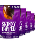 SkinnyDipped Dark Chocolate Cocoa Almonds, Healthy Snack, Plant Protein, Gluten Free, 3.5 oz Resealable Bags (Pack of 5)
