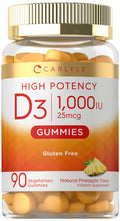Carlyle Vitamin D3 1000Iu Gummies | 90 Count | Vegetarian, Non-Gmo, And Gluten Free Vitamin D Supplement | Natural Pineapple
