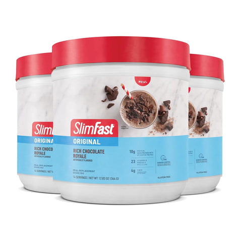 SlimFast Meal Replacement Powder, Original Strawberries & Cream, Weight Loss Shake Mix, 10g of Protein, 14 Servings (Pack of 3) (Packaging May Vary)
