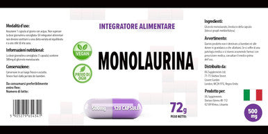 Hepatica Monolaurin 500Mg 120 Vegan Capsules, 3Rd Party Lab Tested, High Strength Supplement, Gluten And Gmo