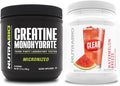 Nutrabio Creatine Monohydrate Unflavored (150 g) and Clear Whey Protein Isolate (Watermelon Breeze) Supplement Bundle Muscle Energy Maximum Growth Recovery and Strength
