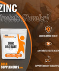 BulkSupplements Zinc Orotate Powder - Zinc Supplement for Immune & Skin Support - , Soy Free - 340mg (50mg of Zinc) (250 Grams - 8.8 oz)