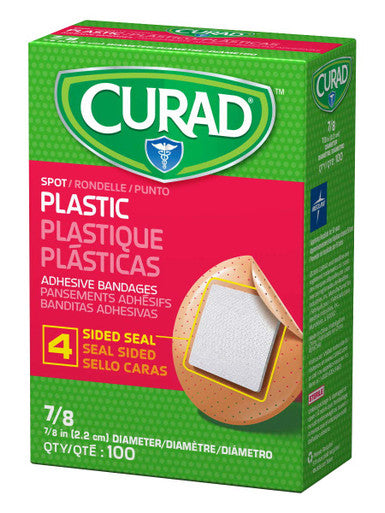 Curad Plastic Adhesive Spot Bandages 0.875-Inch Diameter Case of 1200