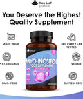 Myo-Inositol Pcos Supplement - Myo Inositol Capsules Pcos Supplement Enriched With Folic Acid, Vitamin B12 And Chromium - Hormone Balance For Women 120 Vegan Capsules Uk Made Leaf Vitamin B8