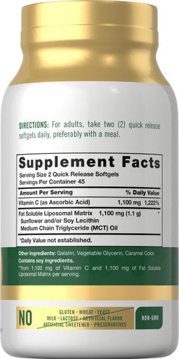 Carlyle Liposomal Vitamin C 2200Mg 90 Softgels High Potency Formula Non-Gmo Gluten Free