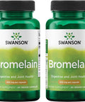 Swanson Maximum Strength Bromelain 1200 Gdu 500 Milligrams 60 Veg Capsules Enzyme (2 Pack)