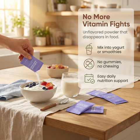 Vitamin Powder Unflavored Multivitamin with 19 Vitamins and Minerals Fruit and Veggie Blend SugarFree 30 Stick Packs