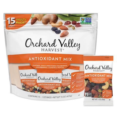 Orchard Valley Harvest Active Snack Pack Mix, 1oz Bags (Variety Pack of 30), Antioxidant Mix, Cranberry Almond Cashew, Omega-3 Trail Mix, Healthy Snacks for Adults and Kids, Gluten Free