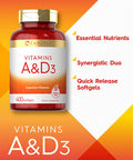 Carlyle Vitamin A and D Supplement | 400 Softgels | 1500 mcg Vitamin A and 400 IU Vitamin D3 | Non-GMO, Gluten Free