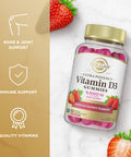 Solgar Vitamin D3 Gummies For Adults 5 000Iu Ultra Potency Vitamin Immune System Support For Women & Men - Tasty Strawberry Flavor Gluten & Gelatin Free Gummy 2 Month Supply 60 Servings 2G Sugar