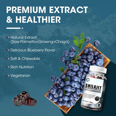 Himalayan Shilajit Gummies With 85+ Trace Minerals & Fulvic Acid For Energy, Immune, Cognitive Support High Potency Pure Natural Shilajit Supplement For Men & Women 60 Gummies
