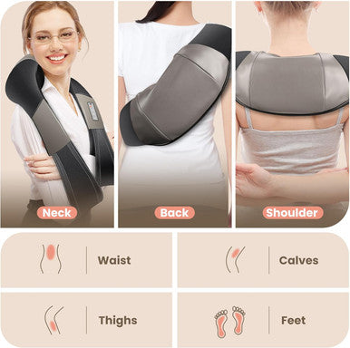 Jqx Neck Massager, Cordless Shiatsu Neck And Back Massager With 5 Speed Levels, Shoulder Massager With 3D Kneading Massager, Relax Muscles At Home& Offie& Car, Best Gifts For Women Men Mom Dad