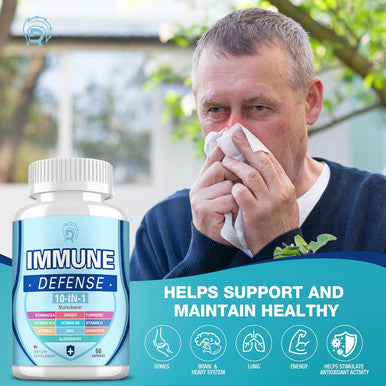 (2 Pack Immune Support Supplement, 10-In-1 Immune Defence With Vitamin C B6 B12 Vit D, Zinc, Echinacea Quercetin Turmeric Black Elderberry Extract Immune Boosters For Adult