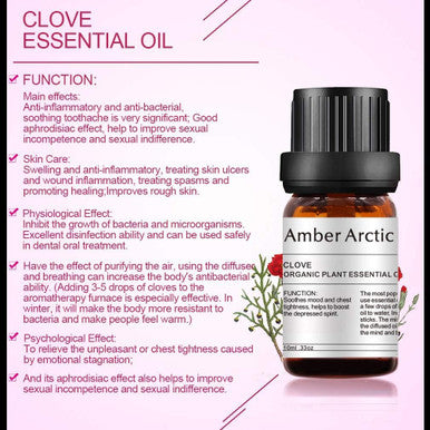 Clove Essential Oil, 100% Pure Natural Aromatherapy Essential Oil for Diffuser, Massage, SPA (10ML)