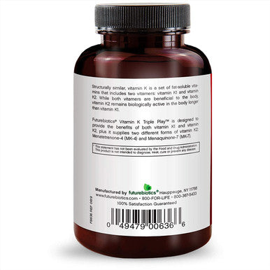 Futurebiotics Vitamin K Triple Play, 60 Vegetarian Capsules