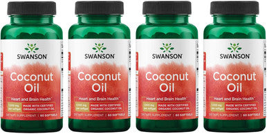Swanson EFAs Coconut Oil Made with Organic Coconut Oil (1000mg 60 Softgels) 4 Pack