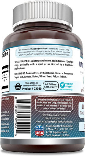 Amazing Nutrition Formulas Lutein 20 mg with Zeaxanthin 800 mcg | Softgels Supplement | Non-GMO | Gluten | Made in USA (240 Count)