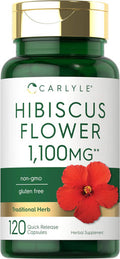 Carlyle Hibiscus Flower Extract 1100 mg | 120 Capsules | Non-GMO Gluten Supplement