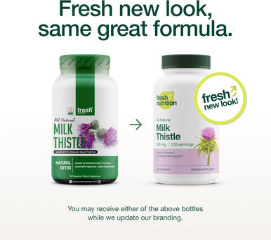 Fresh Nutrition Organic Milk Thistle Supplement - 2000Mg Potent Strength 4 Month Supply Silymarin Thistle Seed Standardized Extract 4:1 - Made In The Usa - 120 Capsules