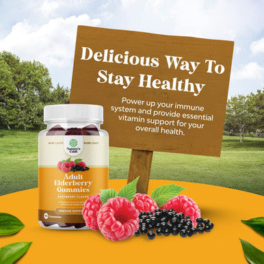 Immunity Sambucus Elderberry Gummies for Adults - Halal Black Elderberry Gummy Metabolism Booster with Zinc and Vitamin C - Anti Aging Super Antioxidant Supplement Immunity Gummies for Joint Support