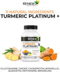 Renew Actives Turmeric Curcumin Supplement: Potent Turmeric Platinum + Supplement With 95% Curcuminoids, Ginger & Bioperine Black Pepper - 120 Capsules