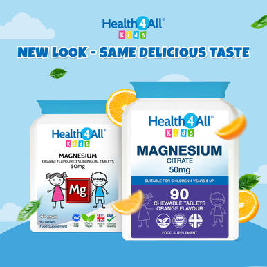 Health4All Kids Magnesium Sublingual 60 Tablets not Capsules or Gummies for Anxiety Sleep Ticks Vegan Magnesium Citrate for Children